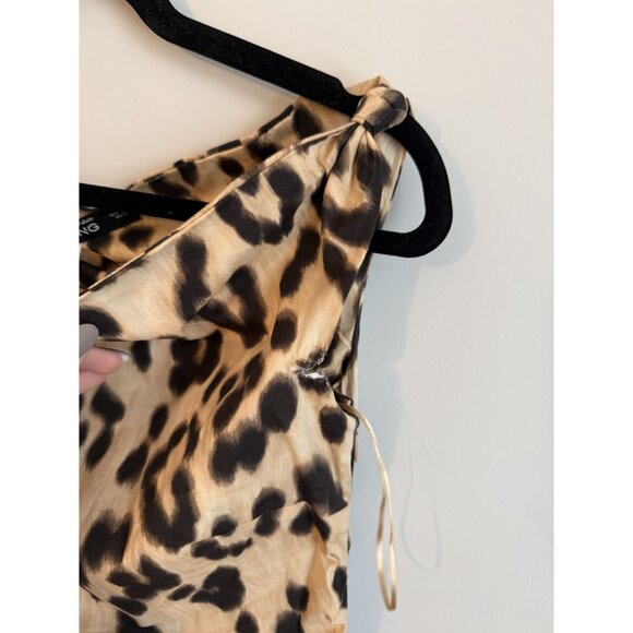 NWT Mango Leopard Print Asymmetrical Neckline Mini Dress Sz 4 [jb] - Picture 11 of 15